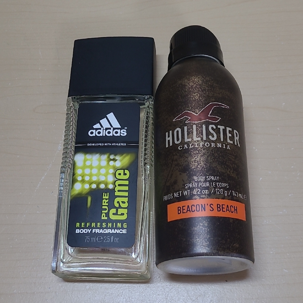 Hollister Beacon's Beach and Adidas Pure Game Refreshing Spray Bundle